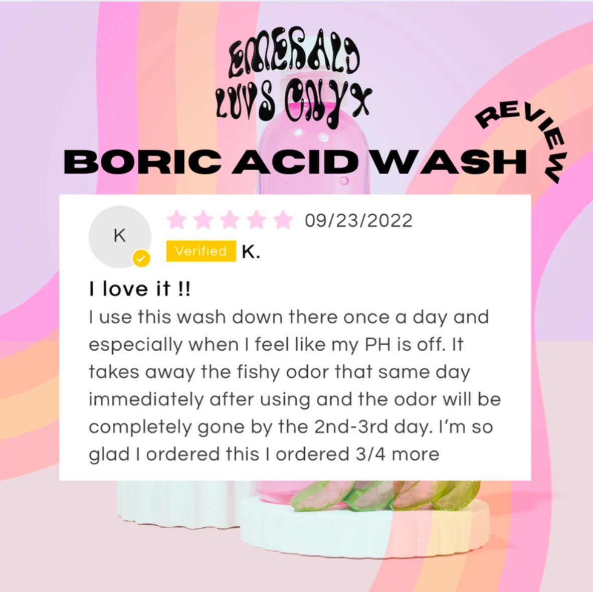 Boric Acid Wash for Odor, pH & Infection Support